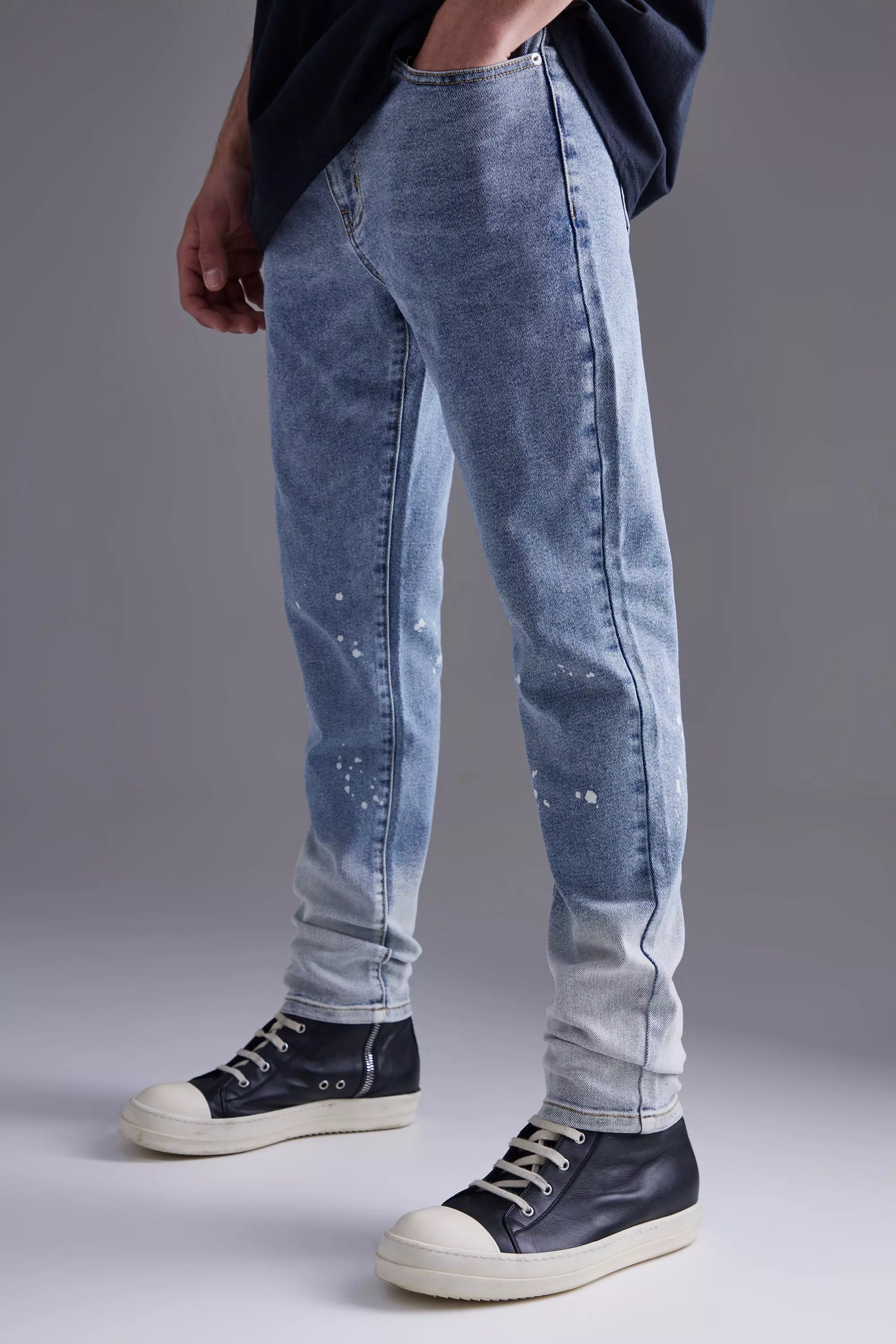 Skinny Stretch Bleach Detail Jeans | boohooMAN USA